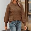 Women's Fashion Casual Fall Winter Solid Color Print Long Sleeve O-Neck Sweaters