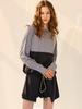 Bohemianbeullu [Set] String Tie Boat Neck Women'S Loose Fit Rash Guard Gb/True Black Layered Wrap Shorts Set-Up
