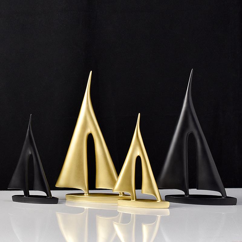 Nordic Minimalist Sailboat Resin Ornament for Home or Office Decor