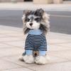 Striped Dog Jumpsuit With D-Ring, Soft Cotton 4-Legged Pet Clothes For Small Dogs, Breathable Puppy Bodysuit For Daily Wear