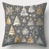 1pc Grey Christmas Cushion Cover Snowman Pine Printed Durable Cover 2025 New for Home Ornament Xmas New Year Christmas Decor