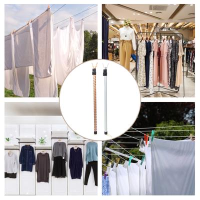 2 Stück verstellbare Wäscheleine Stange Leichtes einziehbares Design für reibungslose Wäschezeit und Zugang zu hohen Stellen Wäscheklammer Stange