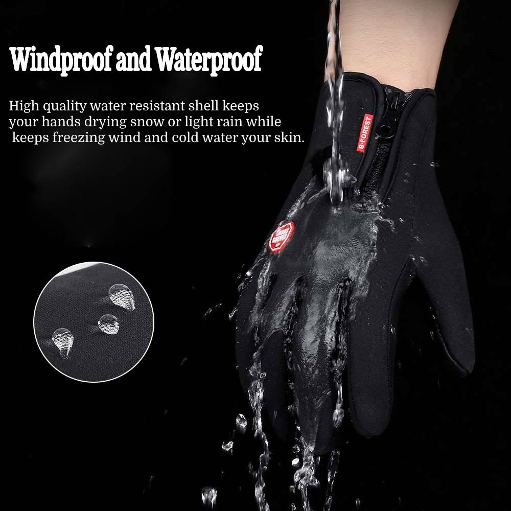 2PCS Winter Warm Full Fingers Gloves Waterproof Cycling Outdoor Sports Running Motorcycle Ski Touch Screen Fleece Gloves Guant