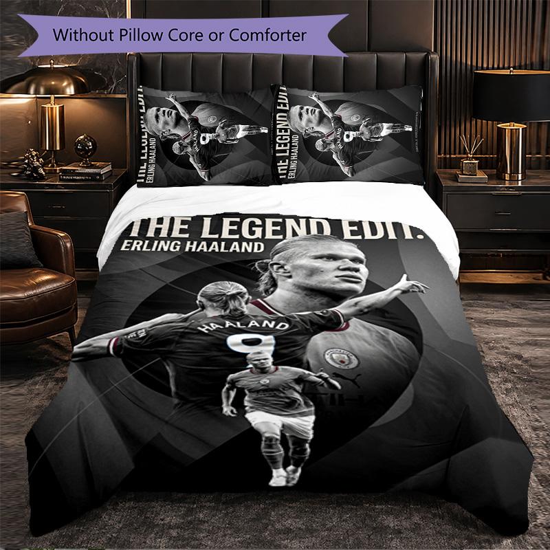 Biancheria da Letto a Tema Erling Haaland Set 3 Pezzi Copripiumino Biancheria da Letto Decorativa Per Stanza Adolescenti Decorazione Casa