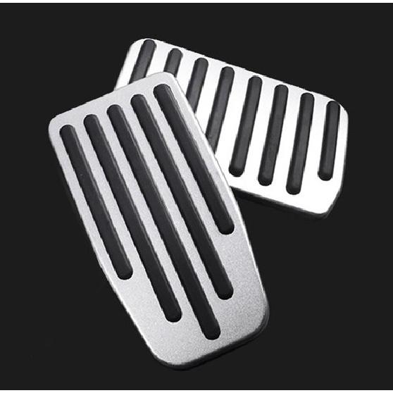 2pc Set Track Design Silver Aluminum Foot Pedal Covers For 17-up Tesla Model 3,Y
