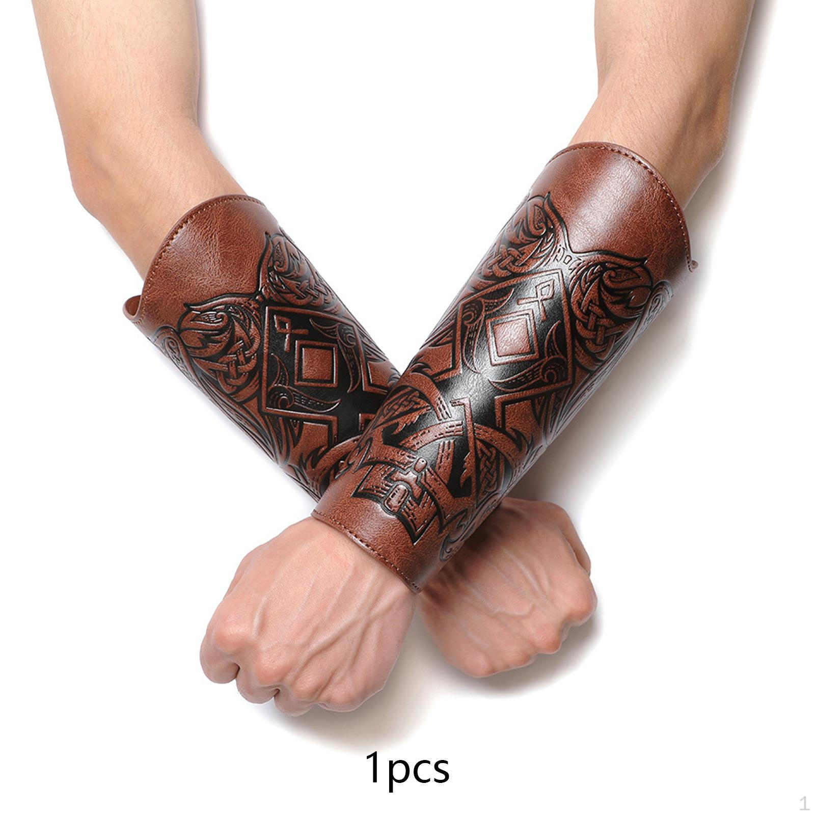 

Середньовічні нарукавники зі шкіри PU для фестивалів Brown 1pcs