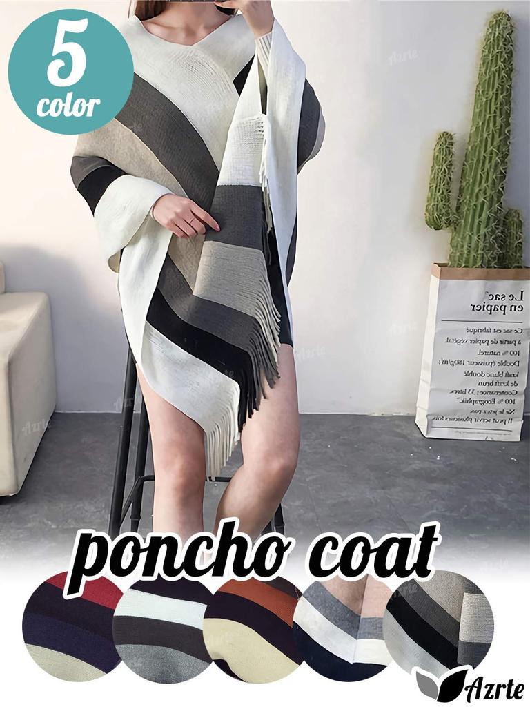 Everyday Going For Adult Cold Red [AZULTE] Poncho, Cape, Stole, Women's Fashion, Spring, Autumn/Winter, Stole, Commuting, School, Wear, Out, Cute,