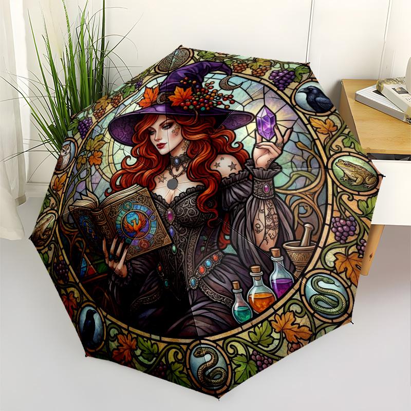 Magical Cosmic Meditation Compact Travel Automatic Umbrella Compact 8-Rib Design Compact Design Travel Essential Stylish Accessory