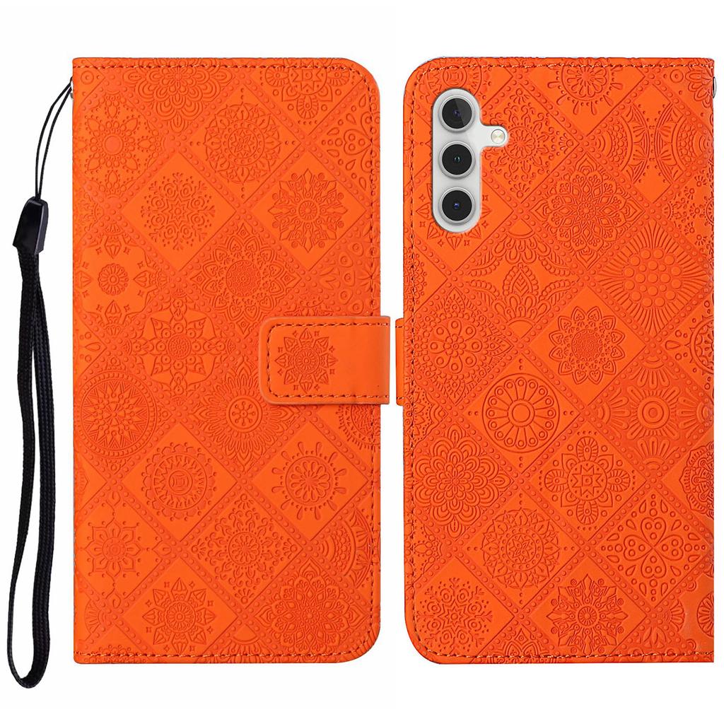 For Samsung Galaxy S25 FE Case Leather Case Ethnic Style Wallet Phone Cover with Strap