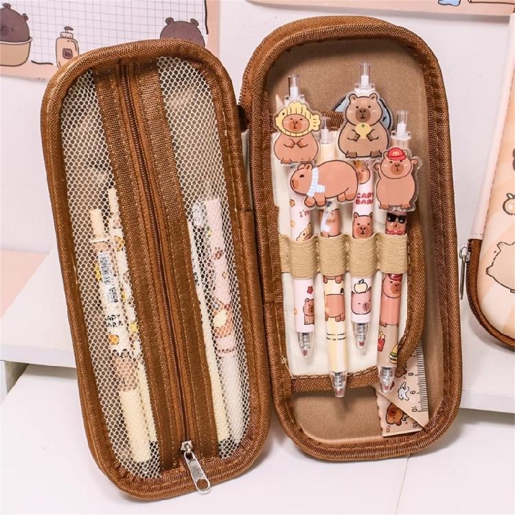 Lovely Capybara Pen Bag 3D Panda Pencil Case Large Capacity Pencil Box For Erasers Rulers Markers Storage