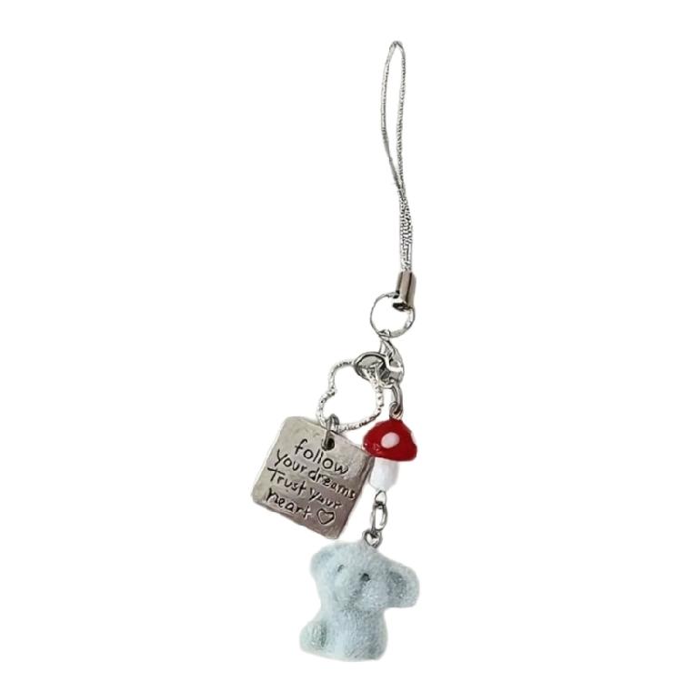 Stylish Red Mushroom Elephant Keychain Handmade Key Holder Accessory Lightweight Resin Alloy Charm For Phone Keys