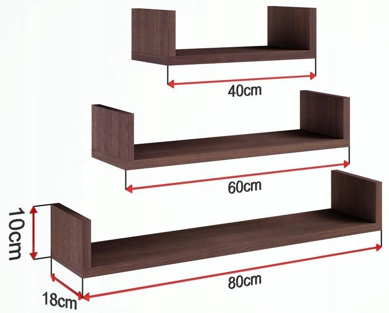 Ex3 Large Hanging Shelf, Wenge, Set Of 3 Shelves