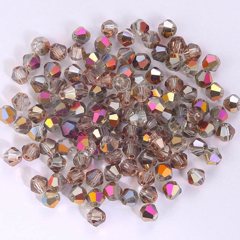 200 Pièces 4MM Perles de Verre Forme Cônes Cristaux Facettés pour la Fabrication de Bijoux Bracelet Collier Boucles d'Oreilles Perles DIY