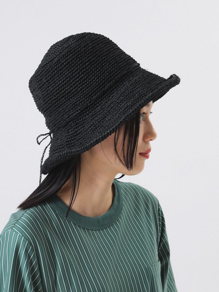 Beams Boy Abaca Crochet Hat, Women's, Black, One Size