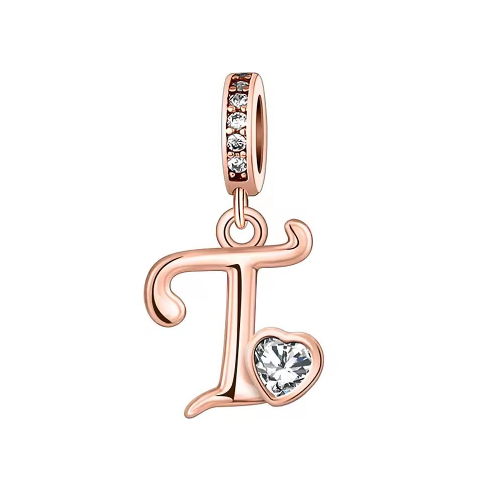New Metal Rose Gold Light Two Tone 26 Letter English Pendant Charm Fit Ideal for Bracelets Necklaces Make your own Accessory Accessories Elegant