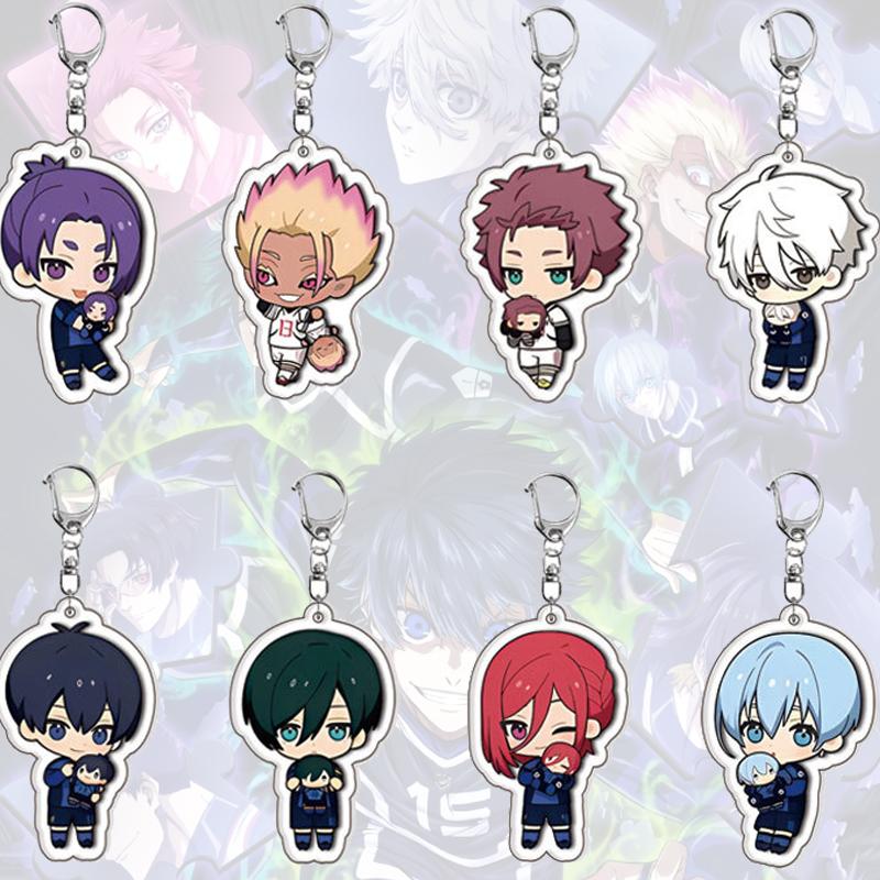 8Pcs Blues New Locked Character Hyouma Chigiri Sae Itoshi Ryusei Shidou Hugging Series Acrylic Keychain Toy New Bag Keyring 5cm
