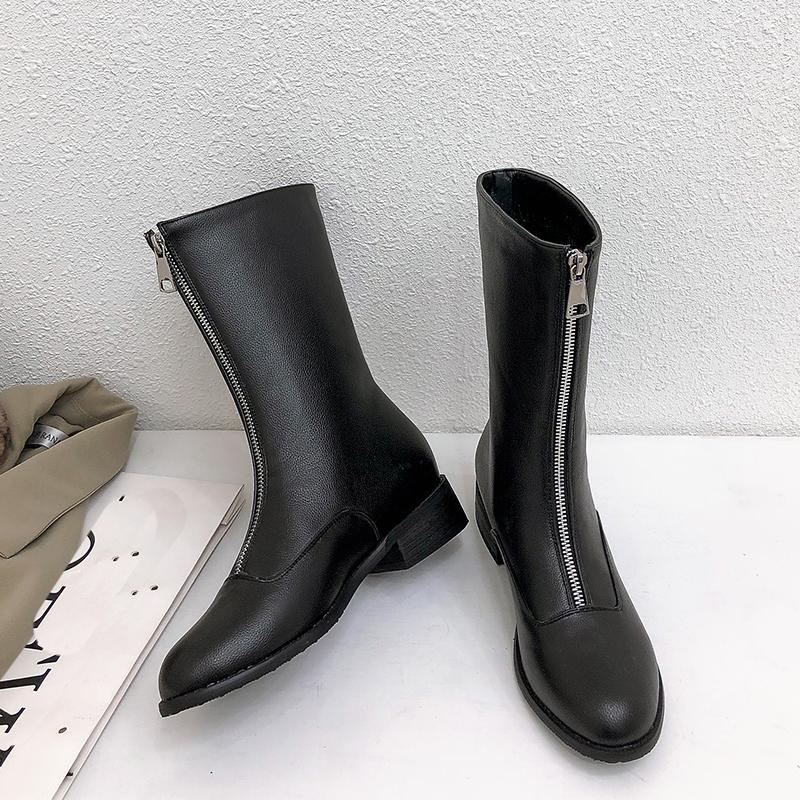 Women's Low-heeled Short Boots Autumn and Winter New Thick-heeled Large-size Comfortable Casual Short Boots