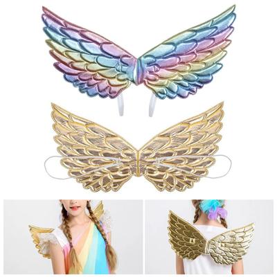 Angel Wings Adults Kids Cosplay Costume Accessory Unisex Glittery Cloth Wings for Halloween Stage Performance Photo Prop