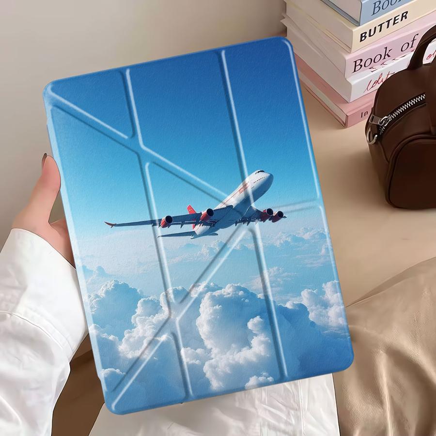 Tablet Case For iPad Pro 11th 10th 9th 8th 7th 12.9inch Air 4 5 M3 M2 1 2 M4 11inch Mini 6 7 Pro 2025 Holder Cover Cloud Sea Jet