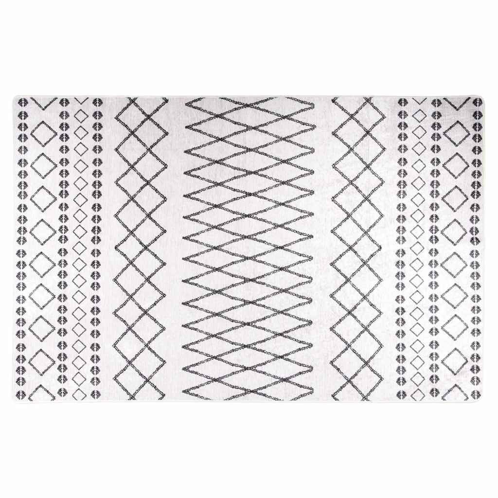 vidaXL Teppich Waschbar Schwarz und Weiß 160x230 cm weiß