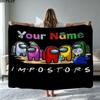 1PC Among Us Custom Name Patterned Flannel Blanket Suitable For All Seasons for Home Decor Warmth and Comfort Gifts Holiday Present