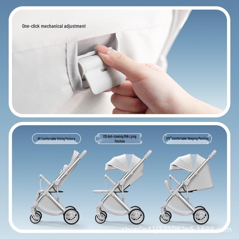 Children's Lightweight 2-Way High Landscape Stroller - Convertible Sit & Lie Down Pushchair