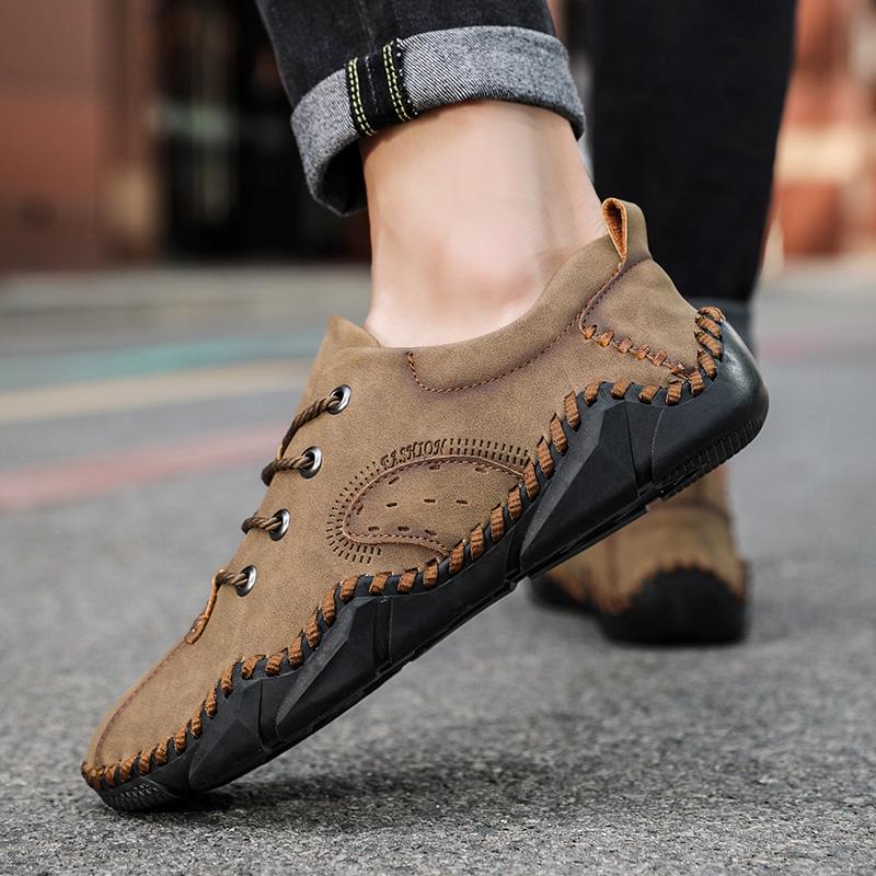 Handmade Leather Casual Men Shoes Design Sneakers Men Comfortable Leather Men Loafers Hot Sale Moccasins Driving Shoes Plus Size
