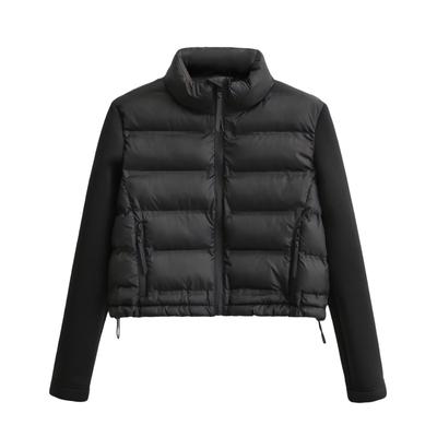 Modische Herbst Winter Damen Patchwork Baumwolljacke Dünne Kurze Baumwolljacke