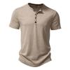 Henley-Kragen Sommer Herren Casual Einfarbig Kurzarm T-Shirt für Männer Polo Herren Baumwolle Herren T-Shirts