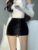 Svarte Shorts Dame Høst Vinter Høy Midje Mote Tettsittende Sexy Stretch Y2k Kordfløyel Kvinne Casual Bukser