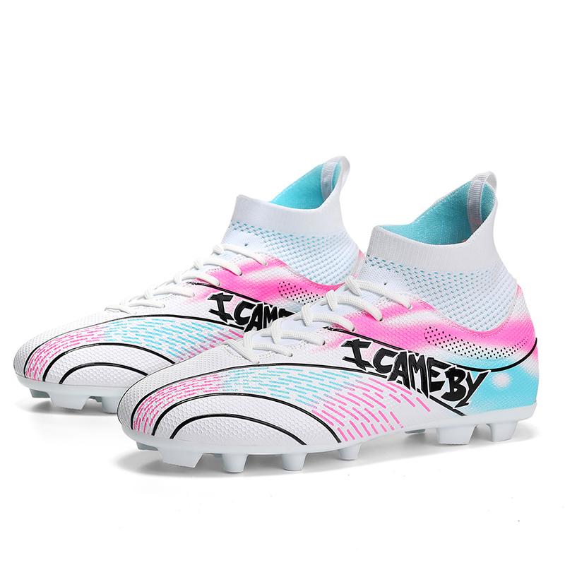 

Футбольные бутсы с высоким верхом, уличные мужские спортивные футбольные бутсы с длинными ногтями, большие размеры, молодые спортивные футбольные бутсы 41 белый