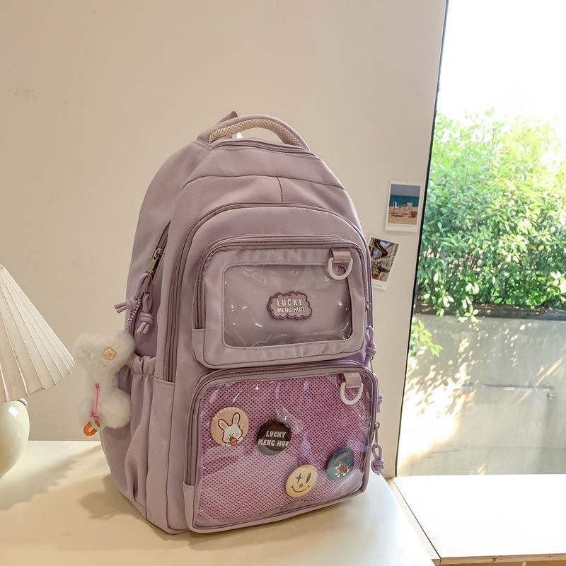 Schoolbag Junior high school student schoolbag Female college student ins Japanese cute transparent pain bag Large capacity backpack High school