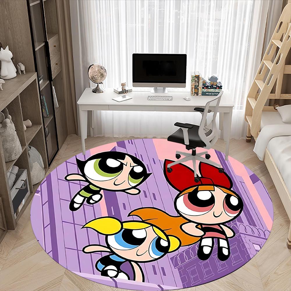 1pc Powerpuff Girls Office Round Area Rug, Under Office Chairs Bedroom Living Room Home Decor  A1022193