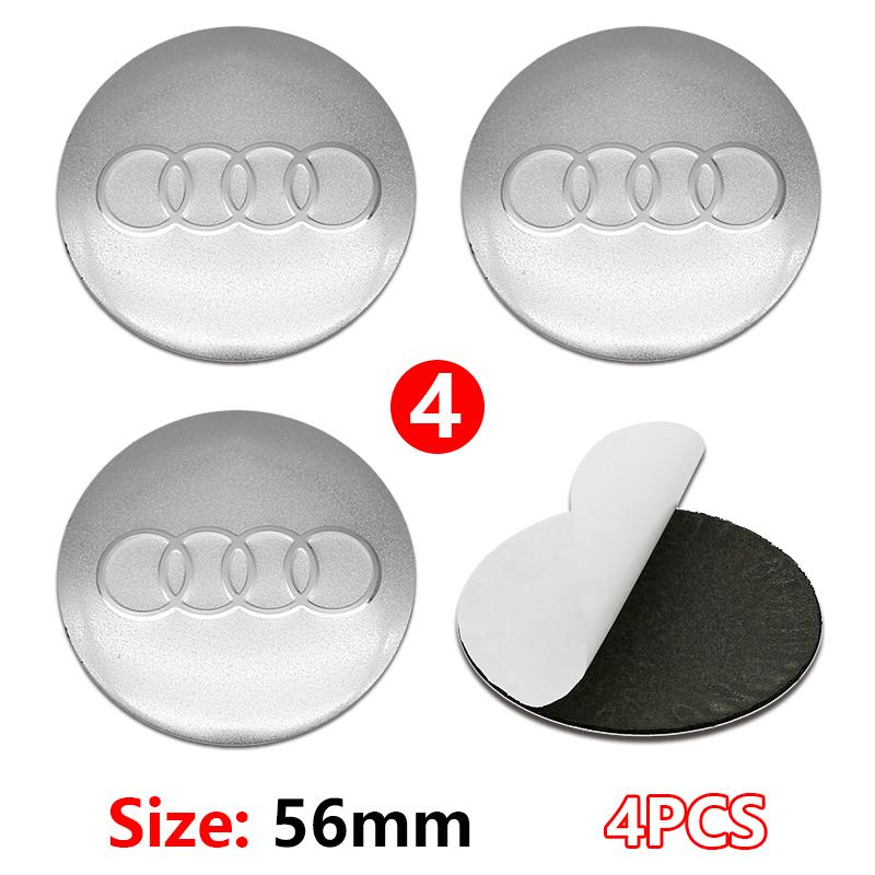 4Pcs 56mm Wheel Rim Hubcap Identity Overlay For 5w RS B8 B9 S A3 8V A4A6 C7 C6 A5 Q3 Q5 Q7 A1 Motorsport Tuning Accessoryw5