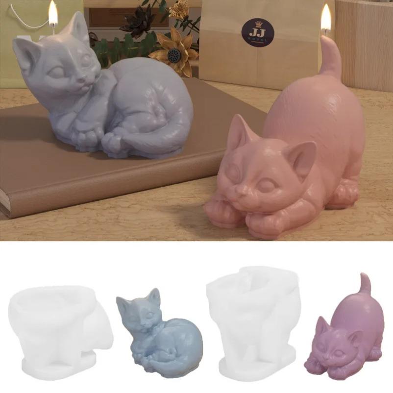 New 3D Kitten Series Silicone Candle Molds Cute Pet Cat Crafts Plaster Resin Soap Making DIY Animal Chocolate Ice Cake Tools