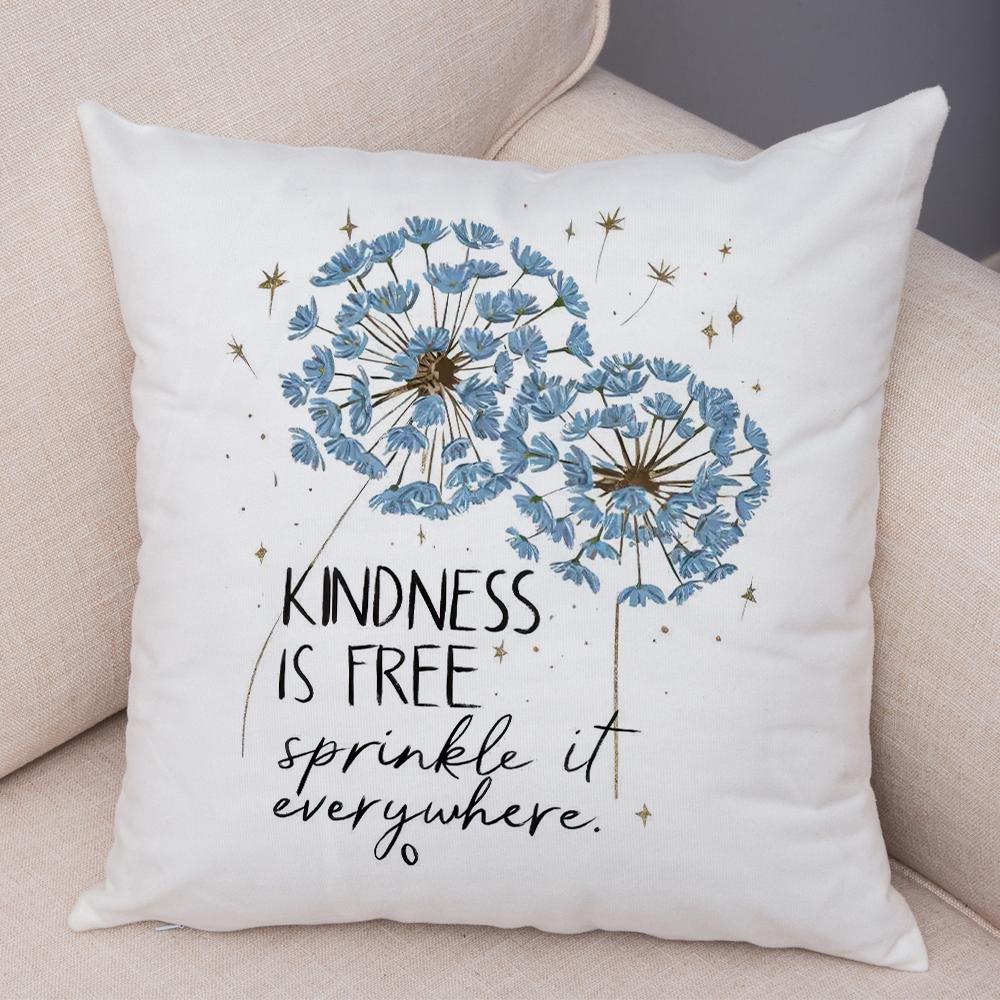 Faith Hope Love Pillowcase Double Print Hummingbird Dandelion Cushion Cover Soft Plush Enjoy Little Things Pillowcase for Sofa