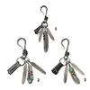 Distinctive Feather Keychain Charm In Antique Silver With Turquoise for Individualistic Fashion Statements Pieces