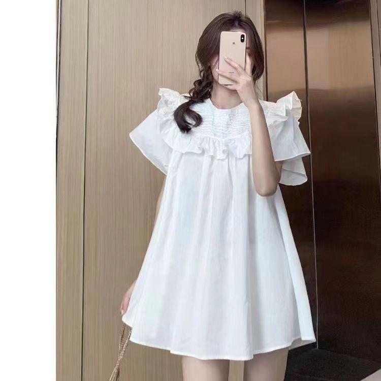 Plus Size Women's Dress Summer Korean Style Sweet Casual Loose Short Sleeves Dresses