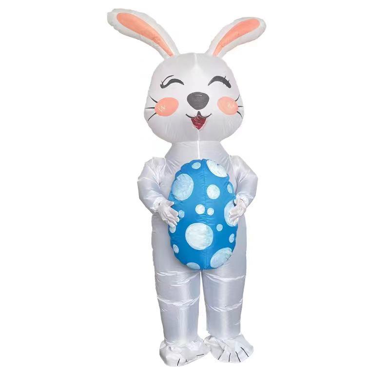 Cycling Style Full Body Easter Bunny Inflatable Costume - Blue Pink Festival Cosplay Doll