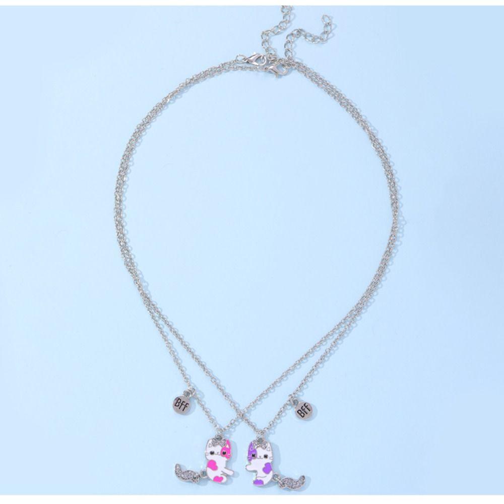Electroplate Best Friend Magnetic Necklace Zinc Zinc Alloy Magnet Necklace Cartoon Pendant Necklace  Couple