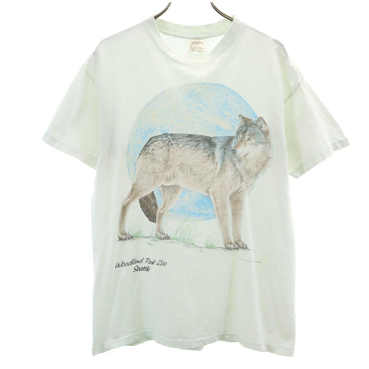 

HABITAT 90s Made in USA Old Wolf Short sleeve T-shirt Men s Used