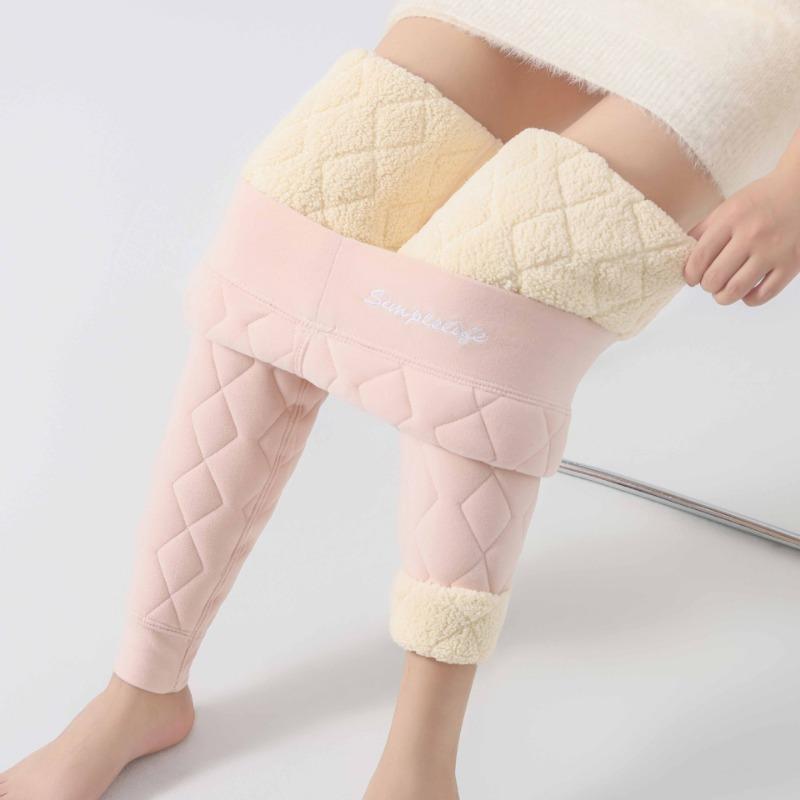 1 Silk Cotton Pants Women's Outer Wear Winter Lamb Wool Piled Thickened Leggings High Waist Super Thick Thermal Pants