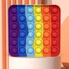 Rainbow Push Bubble Toy Stress Relief Round Square Heart Bubble Popping Game Silicone Bubble Squeeze Sensory Fidget Toy
