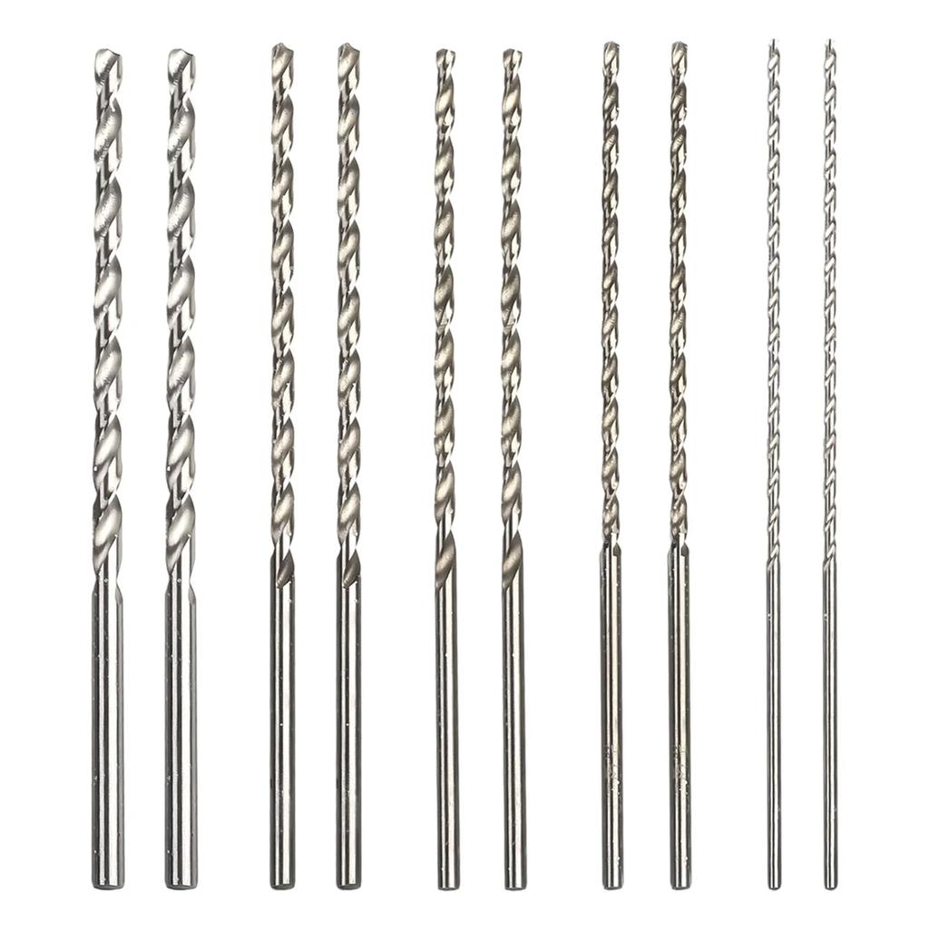 10Pcs HSS Twist Drill Bit Set Round Shank Impact Drill 2mm 3mm 3.5mm 4mm 5mm Drill Extra Long 150mm Hole Opener Power Tools