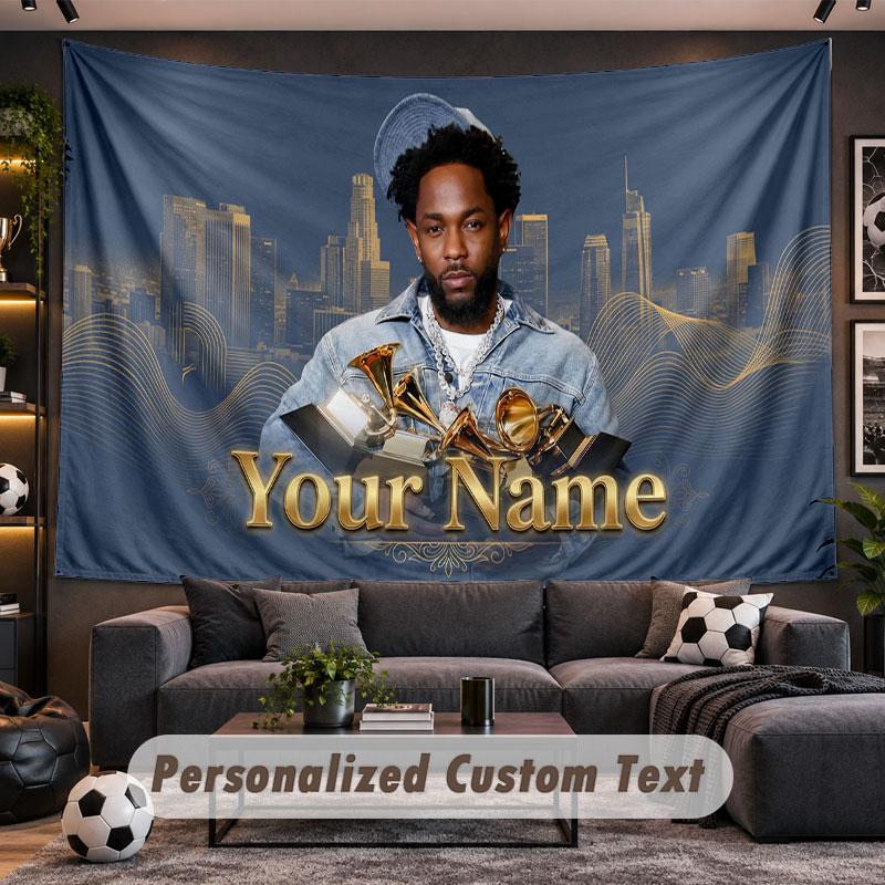 Wall Hanging Tapestry Custom NameKendrick Lamar Pattern Personalized Printed Fabric Wall Decor