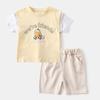 Boy Summer Short-Sleeved Top Suit Baby Cartoon Hippo Car Two-piece Set Kids Pure Color Shorts Clothes