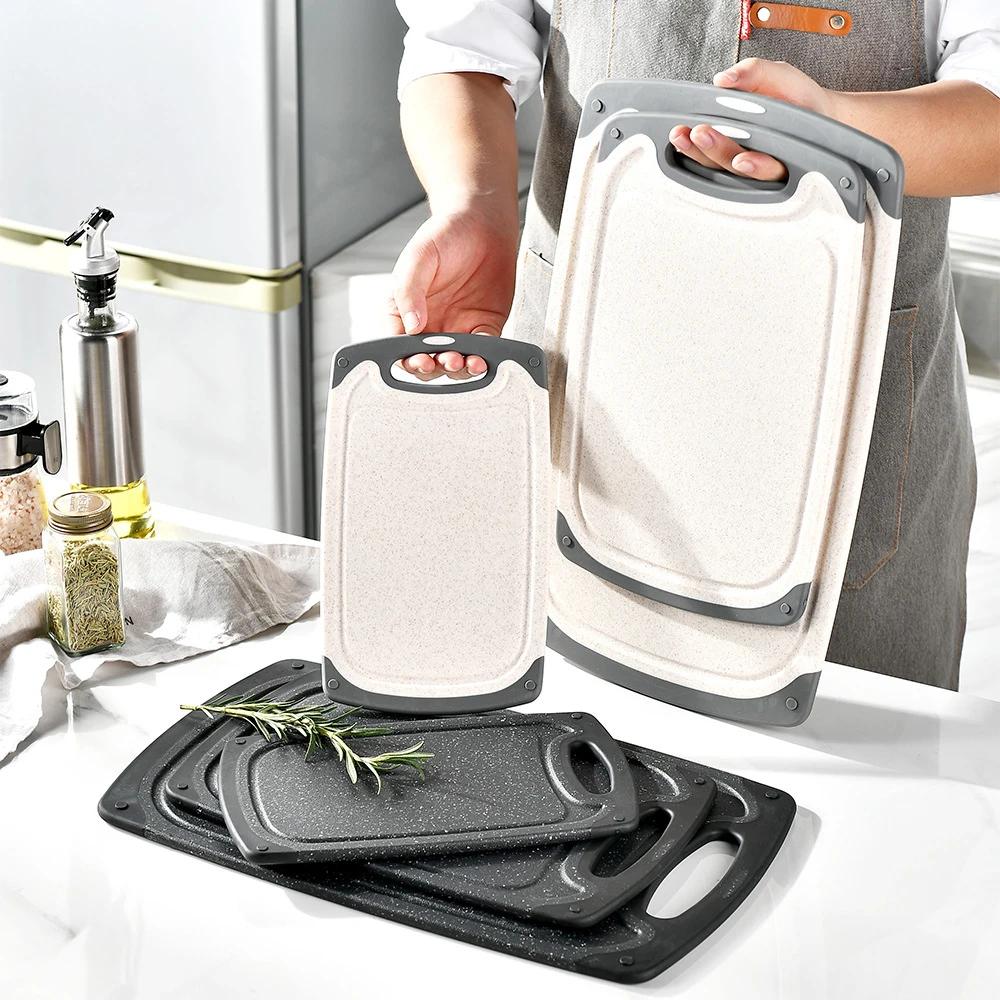 1/3 Stück Schneidebrett-Set Küchenschneidebrett Gemüse Fleisch Schneidebrett Schwerlast Schneidebrett Rechteckiges Hackbrett