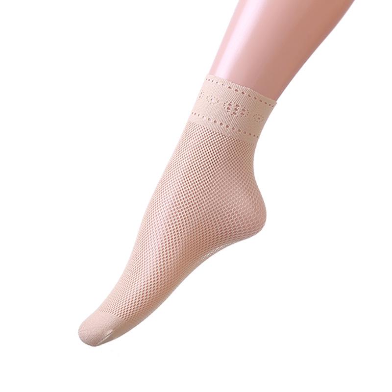 Calzini da donna in rete nera a pois con pizzo - Estivi, Sottili, Corti e Casual