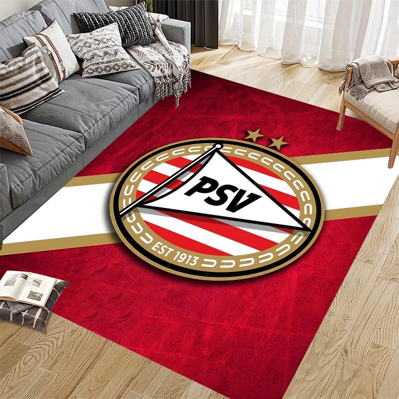 PSV Eindhoven Flannel Pattern Square Carpet,Area Rug,Carpet Rug for Living Room Bedroom Sofa Playroom Decor,Non-slip Floor Mat