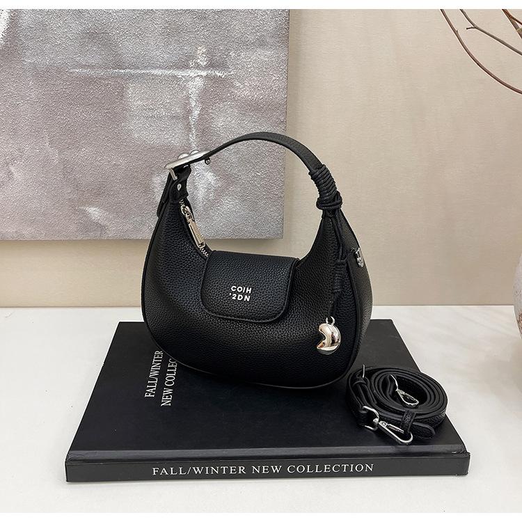 

2025 European and American retro personalized messenger bag fashion niche handbag shoulder bag commuter women crescent bag чёрный